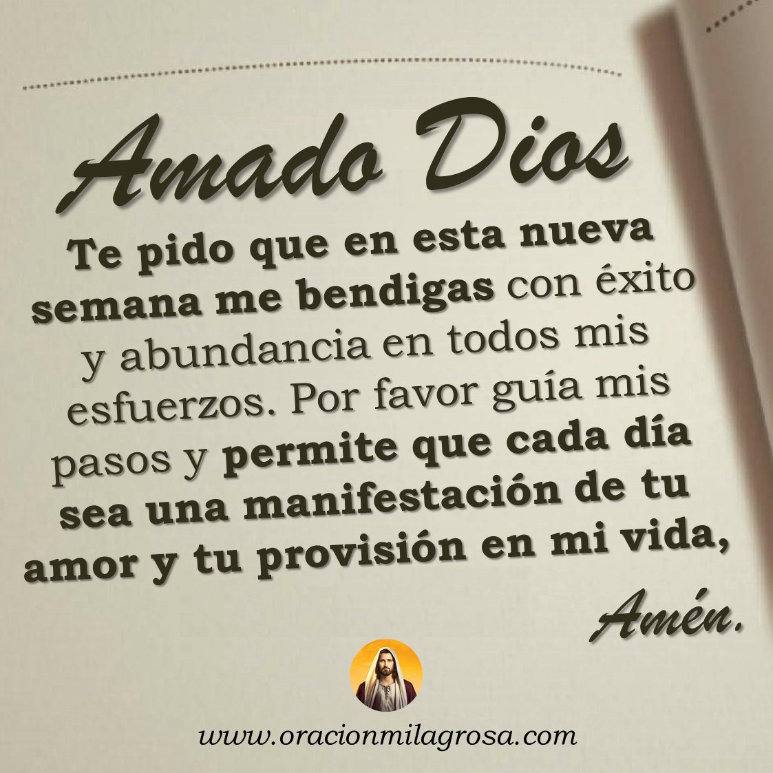 oracion_milagro's tweet photo. ORACIÓN PARA PEDIR A DIOS POR UNA SEMANA DE ÉXITO Y ABUNDANCIA: Haz esta oración para dar gracias a DIOS por esta semana que inicia, pídele que te acompañe, que guíe tus pasos y que colme tu vida con salud, bienestar y prosperidad.

Haz esta oración en: https://t.co/xqVDXp0TPA ✨