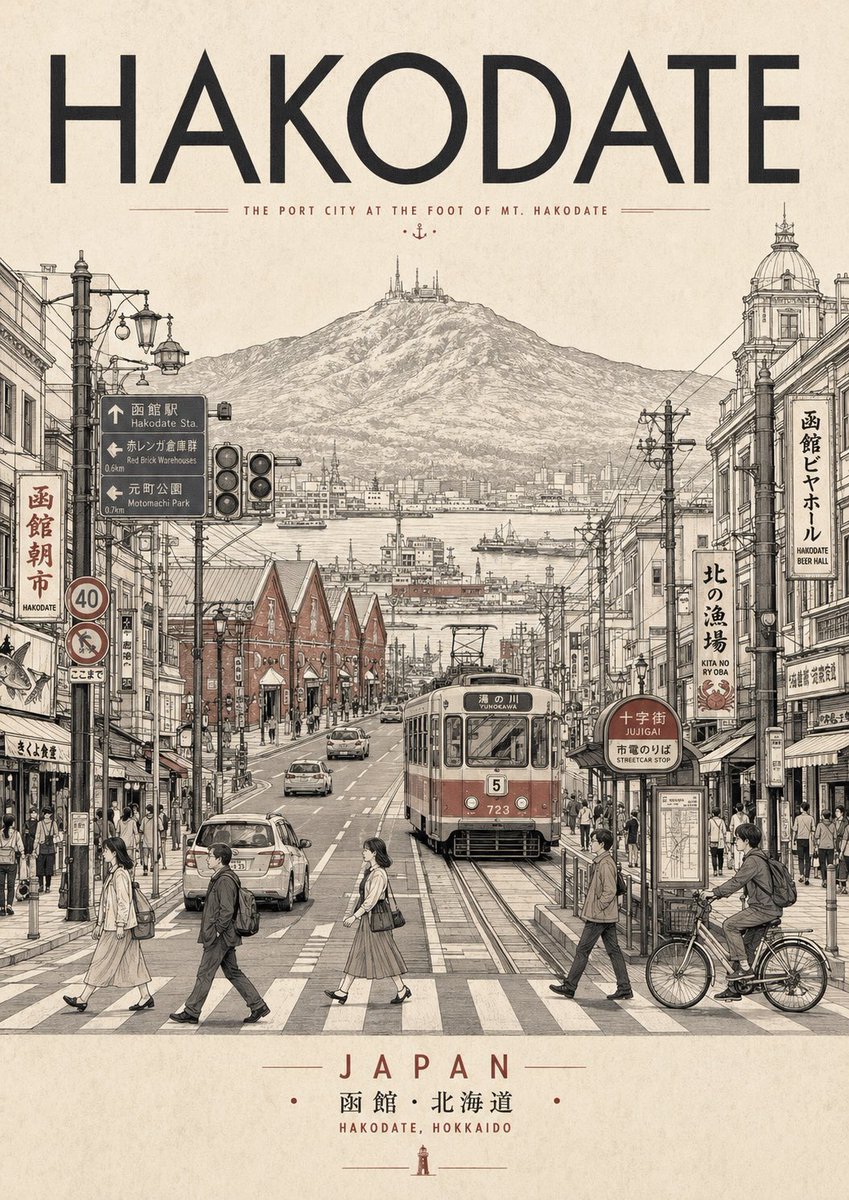 Vintage Hakodate Travel Poster
