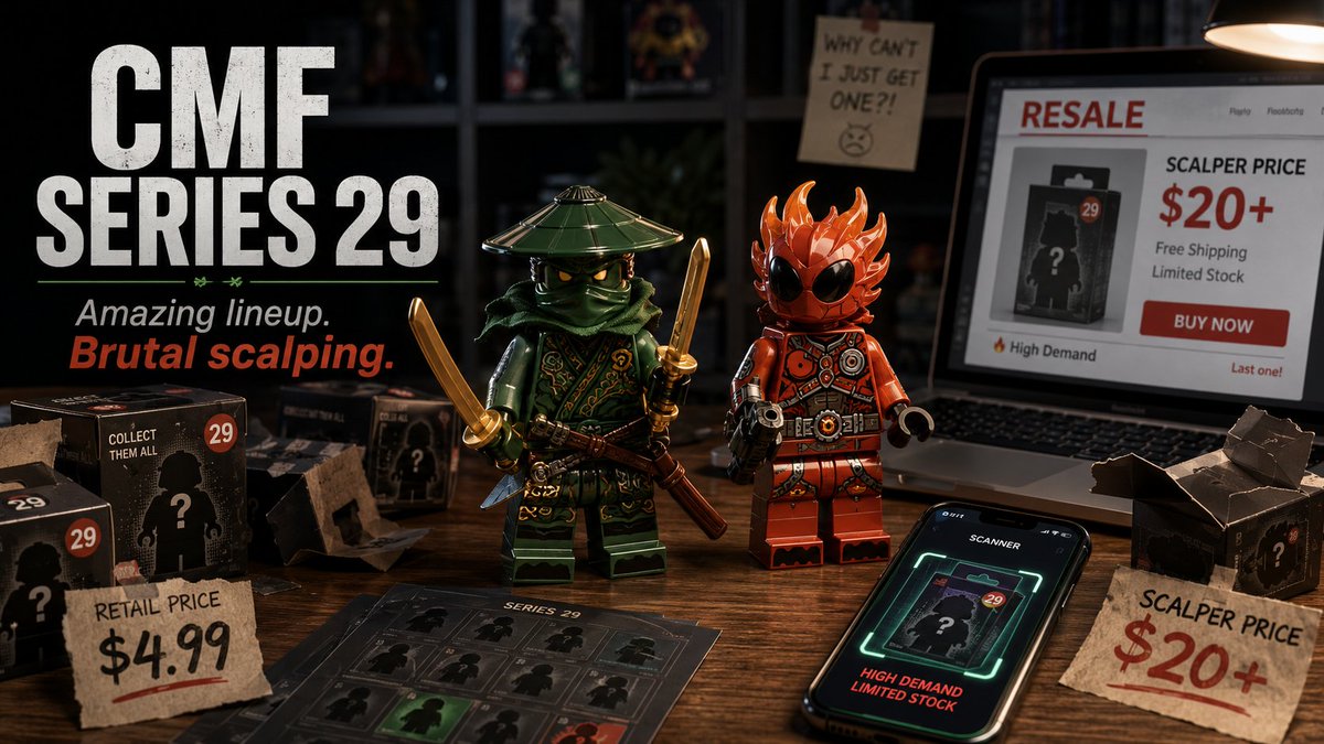 StudSource's tweet photo. $4.99 minifig. $20 on eBay. Same day it dropped.
The Bionicle Cosplayer and Mysterious Ronin from CMF Series 29 are incredible. Scalpers agree. That's why they bought them all first.

🔗 https://t.co/ZsVMnumI8V
#LEGO #LEGOMinifigures #Scalpers #Bionicle #Ninjago https://t.co/Aoef7V0zOf