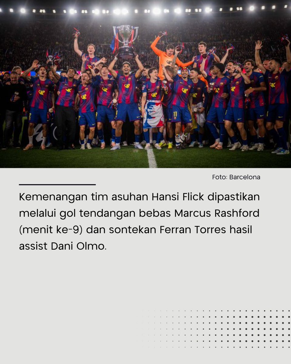 SINDOnews's tweet photo. Barcelona resmi mengunci gelar juara LaLiga ke-29 setelah mengalahkan Real Madrid 2-0 dalam laga El Clasico di Camp Nou, Senin (11/5/2026).

Baca Selengkapnya di
https://t.co/6xgdrxRCYy

#Barcelona #BarcaJuara #LaLiga2026 #ElClasico #BarcaMadrid #RealMadrid #CampNou #SindoNewsTV #SindoNews