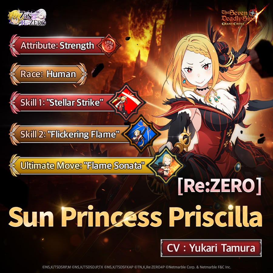 7DS_en's tweet photo. ☀️ [Re:ZERO] Sun Princess Priscilla ☀️

With an arrogant, commanding charisma,
'[Re:ZERO] Sun Princess Priscilla' has arrived! 🧡

Curious to see Sun Princess Priscilla in action?
Check out the profile now! ☑️

#TheSevenDeadlySins #7DS https://t.co/UzbVBb7mwi