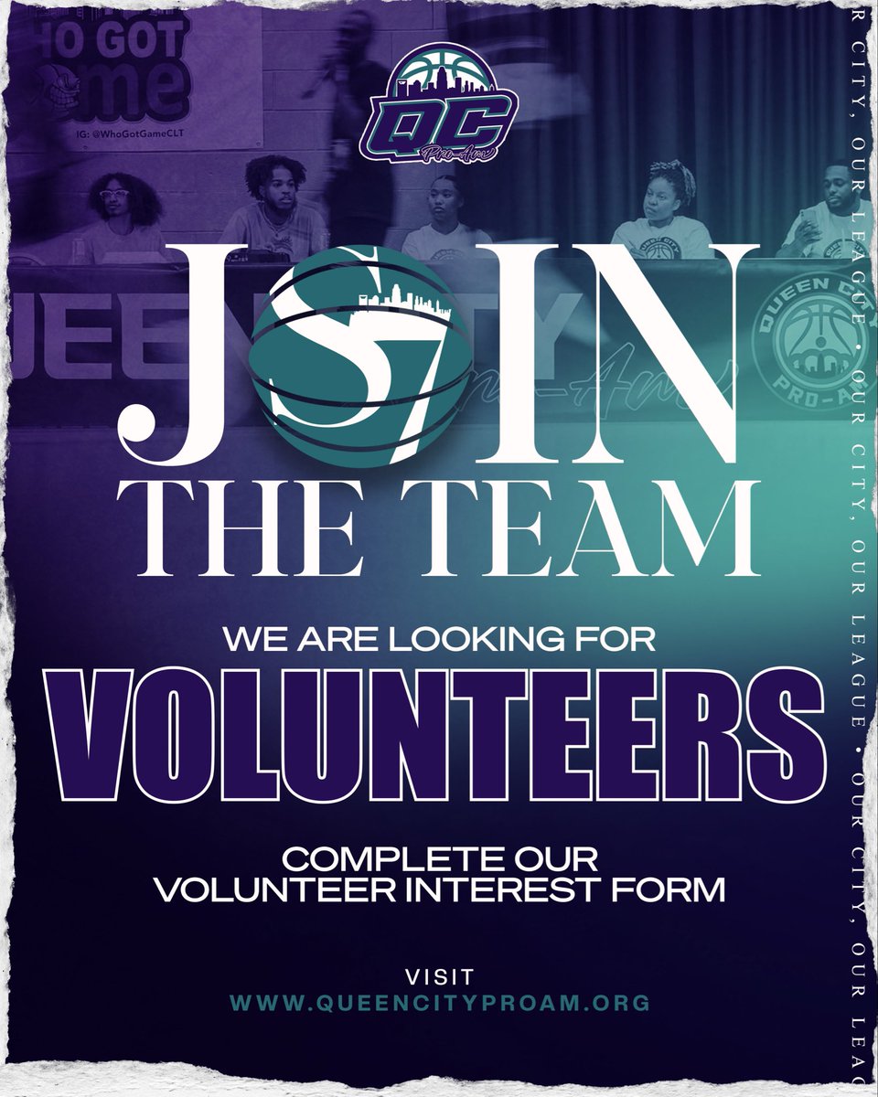 QueenCityProAm's tweet photo. ALL 4️⃣ one, and one 4️⃣ ALL…

• Complete the form located in the “Get Involved” section under the “Contact Page” of our 🆕 website
https://t.co/QtIDhSdfxt

 The form will close on May 31st 
• 14 total days of games on Tuesdays and Saturdays, June 20th-August 8th
#charlotte https://t.co/Qc5RzRXGvg