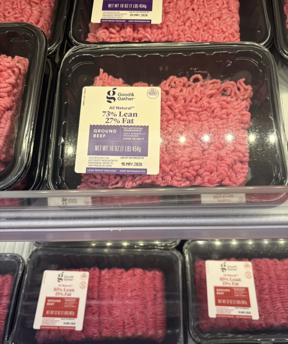 sail0rp0on's tweet photo. if you’ve ever bought 73/27 ground beef, block me. i don’t need that kind of negativity around me. 

i didn’t even know they made ground beef this low scaled. https://t.co/pjfeb1SyKU