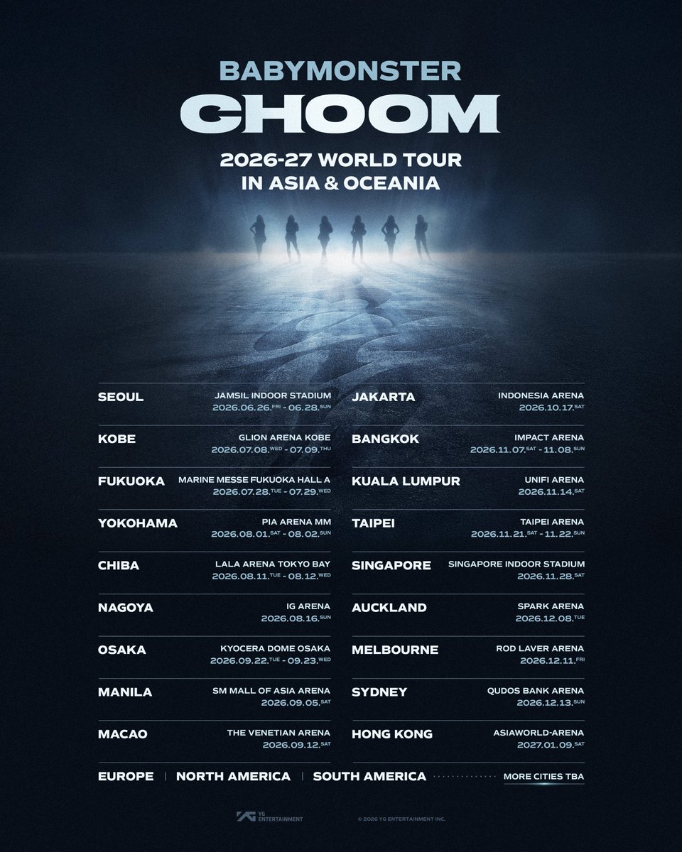 Finally 😭😭😭😭😭😭😭😭😭😭😭😭😭😭😭😭😭😭
MANILA!!!!!! I love you baemon!!!!

Guys!!! MOA ARENA SPHERE AD will be push through because MANILA is added to those who wants to donate pls Dm we want to give BAEMON the grandest welcome in the Philippines!!!

See you BABYMONSTER I