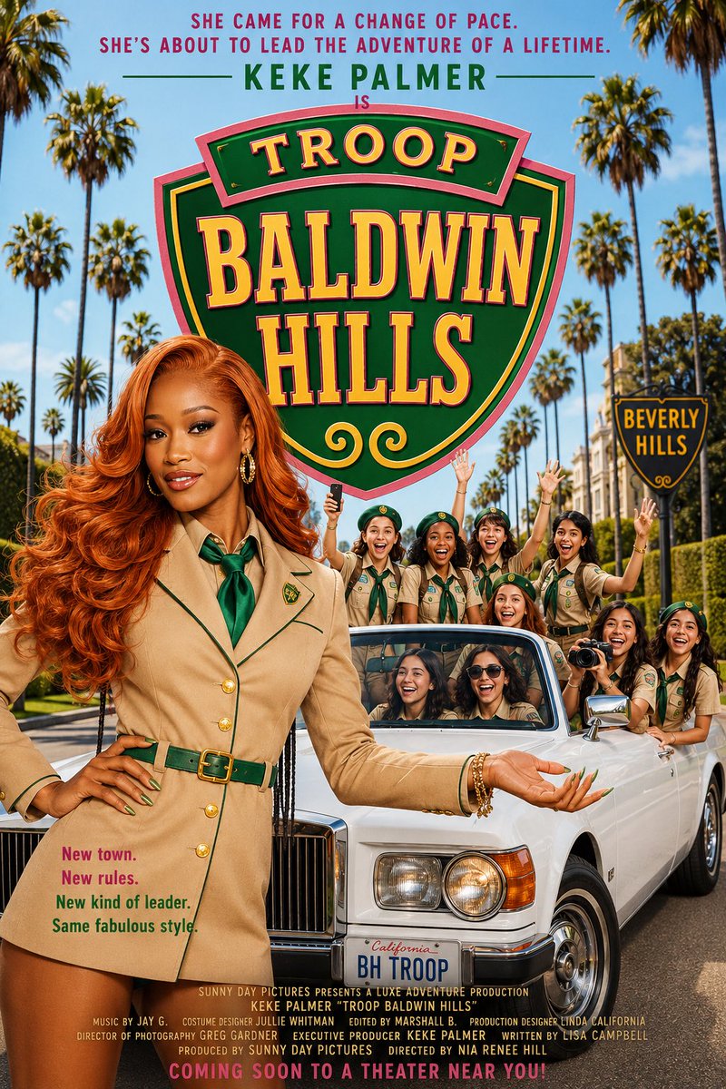 KingDavid2490's tweet photo. @KekePalmer in a Troop Beverly Hills style remake/parody would actually EAT.

An urban wilderness girl troop from Baldwin Hills competing against the glamorous Beverly Hills troop 😭✨

Chaos in the woods &amp; glamping. One-liners for DAYS. “TROOP BALDWIN HILLS” would be ICONIC 🏕️ https://t.co/Pw4tFq0a9x