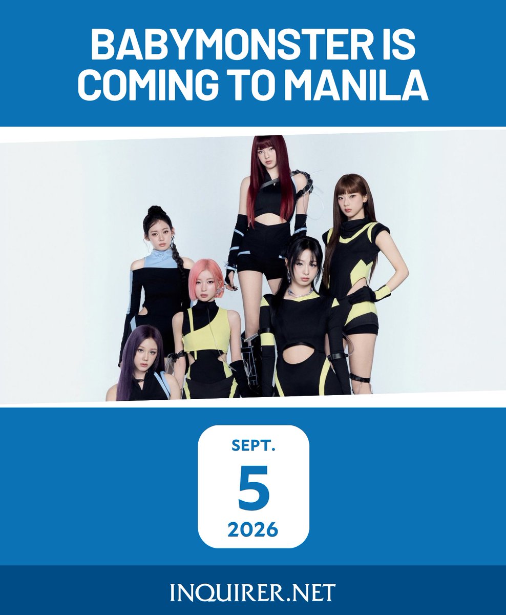MARK YOUR CALENDARS, PH MONSTIEZ! 🇵🇭 

K-pop girl group BabyMonster is coming to Manila for their “CHOOM” concert at the Mall of Asia Arena on Sept. 9. | 📷: BabyMonster/X via <a href="/HMallorcaINQ/">Hannah Mallorca</a>