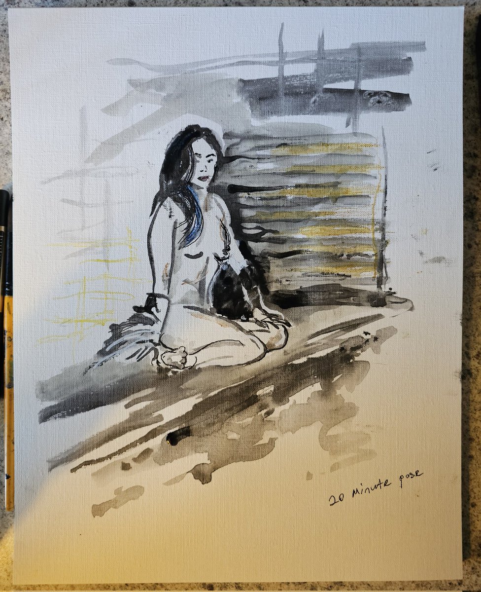 AndySumnerArt's tweet photo. A Sunday spent sketching - a pleinair watercolour + ink at Canberra's Haig Park markets, then joining a group of artists in a bar for some life drawing https://t.co/xbHaqWrMOU