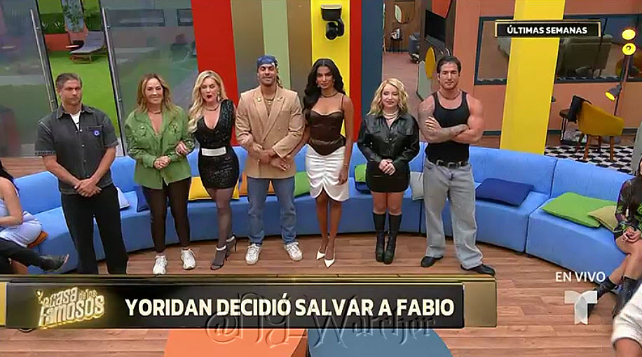 #LCDLF6 As the SAVE Power holder --> YORIDAN <-- decided to SAVE --> FABIO <-- Which means the Updated Eviction List is now --> CELINEE - JOSH - HORACIO - STEFANO - VERONICA - SANDRA - LORENA <-- 📝🤔
#LACASADELOSFAMOSOS