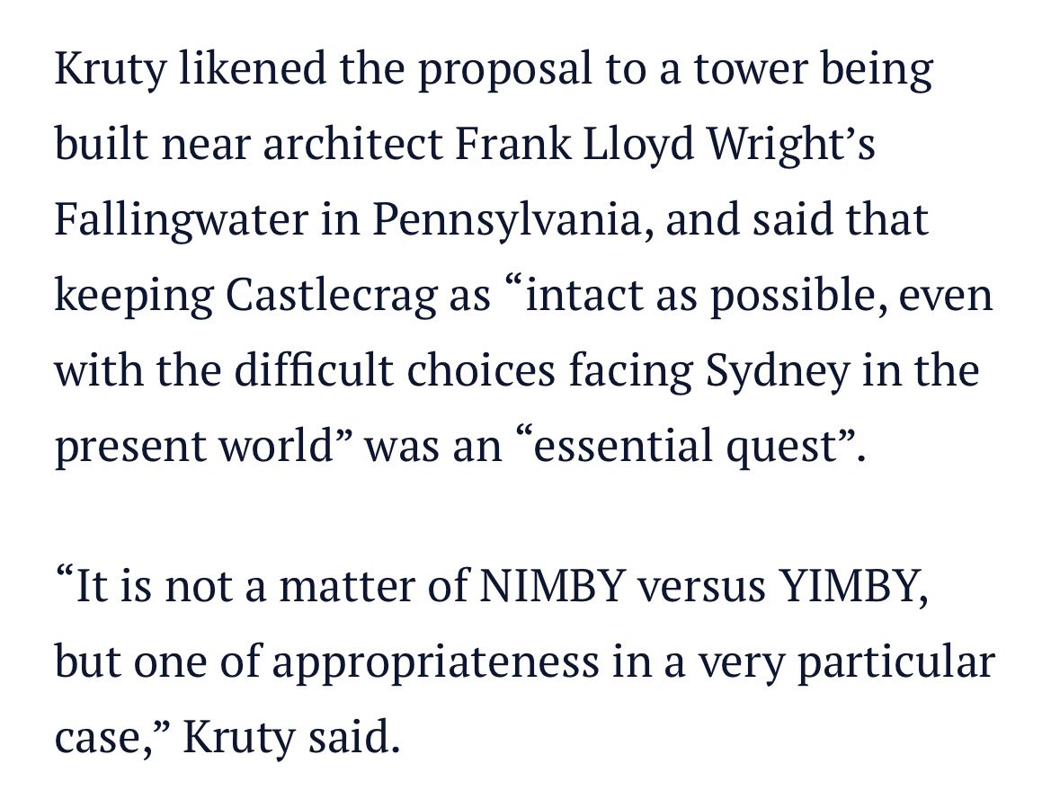 SydneyYIMBY's tweet photo. “This isn’t a NIMBY thing, it’s just I don’t want this development in MY backyard” https://t.co/E3lyvFCQ7u