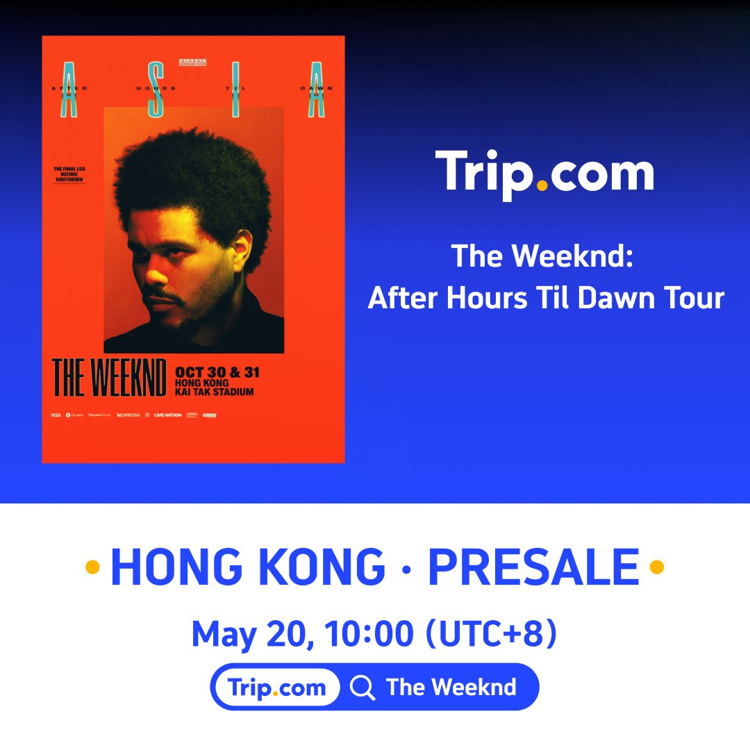 🎤 The Weeknd: After Hours Til Dawn Tour – for Singapore & Hong Kong!
Don’t miss the multi-platinum, 7x Diamond-certified artist who reshaped R&B and pop, making him one of the most compelling and significant artists of the 21st century and the first artist to have 31 songs each with over a billion streams.  The Asia run marks the final leg of his After Hours Til Dawn Tour, the best-selling tour by a solo male artist in history, which pairs groundbreaking production with an electrifying setlist.

🎫 https://t.co/lRzKEE2bXb Presale (UTC+8)
Hong Kong: May 20, 10:00 AM
Singapore: May 20, 12:00 PM

📍 Singapore | Oct 2 & 3, 2026 | Singapore National Stadium
📍 Hong Kong | Oct 30 & 31, 2026 | Kai Tak Stadium

 Click https://t.co/Lon2mfoCOS  to secure your spots!