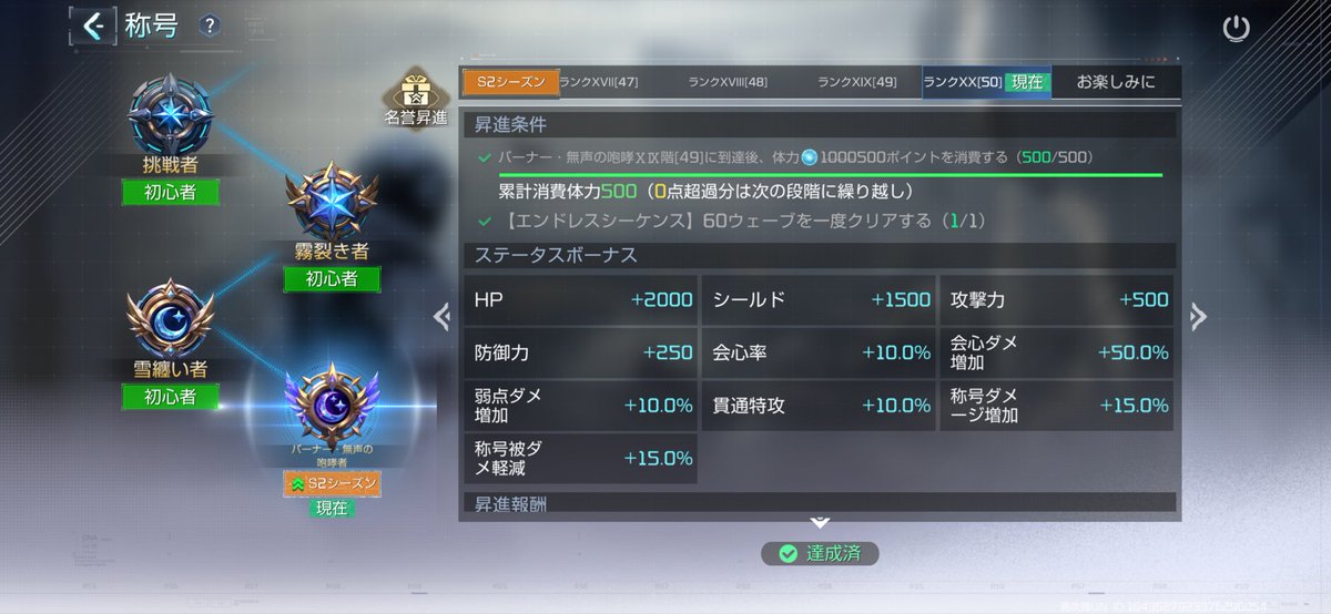 X_IbukiUN's tweet photo. #アスリバ,#CodeEve
ツイに称号カンスト！
ギルドやフレンドのみンなのおかげでここまで来れたことに感謝ッ
ありがとう( ⸝⸝•ᴗ•⸝⸝ )੭⁾⁾ https://t.co/9BnXFCsuhV