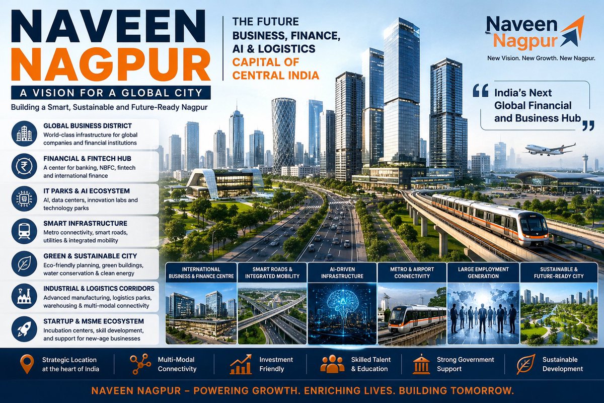 Abhijitsing4U's tweet photo. Dream Project of Hon’ble CM @Dev_Fadnavis भाऊ 
“Naveen Nagpur — The Future Business, Finance, AI &amp; Logistics Capital of Central India.”
@iassanjaymeena 
#Nagpur #IBFC #navinnagpur 
#abhijitsinghchandel https://t.co/V3CWfxz5w8