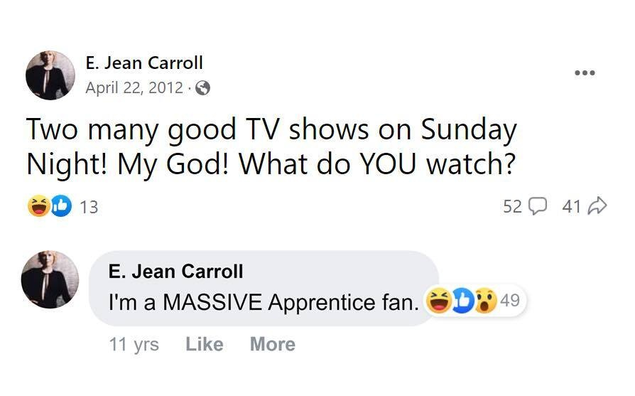 yuhrott's tweet photo. @LaurieBruno5 @maddenifico Only leftists would believe a lady who claimed she was raped but did not know what year it happened and had no evidence and went on to love the show of her accused rapist after the alleged rape occurred! Since you believe E. Jean Carroll, you will believe anything. Morons. https://t.co/RWuGndIvRz