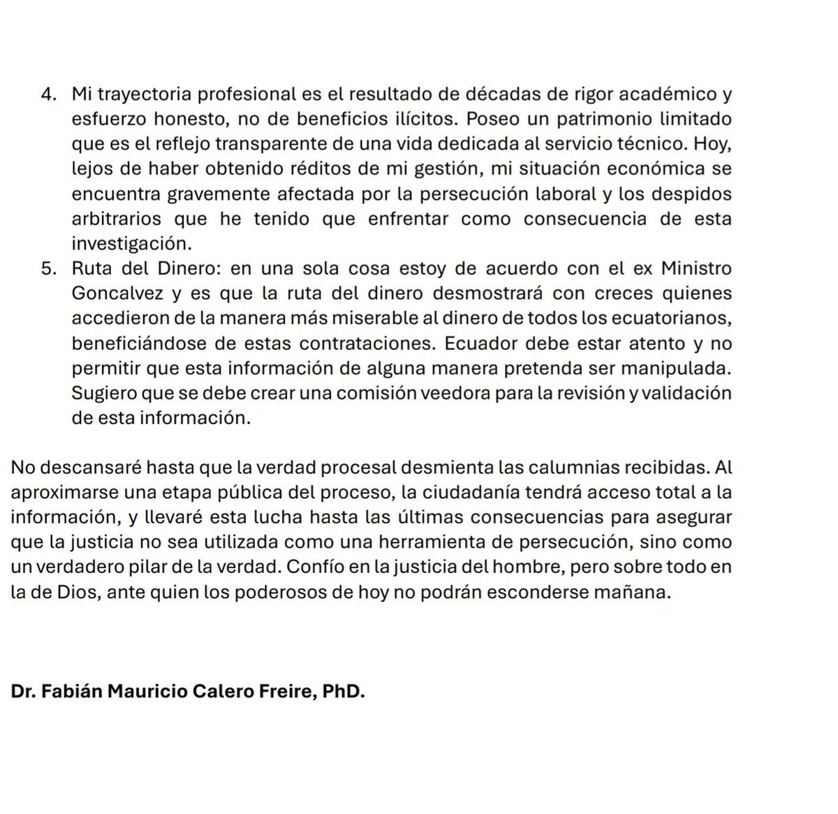 Fabián Calero rompe el silencio y señala que los verdaderos culpables pueden ser observados en la ruta del dinero.

Si <a href="/FiscaliaEcuador/">Fiscalía Ecuador</a> no incrimina a <a href="/RobertoLuqueN/">Roberto Luque</a> e <a href="/inesmanzano/">Ines Manzano</a> en el #CasoApagon (Progen) es porque tiene la orden de <a href="/DanielNoboaOk/">Daniel Noboa Azin</a> de no hacerlo.