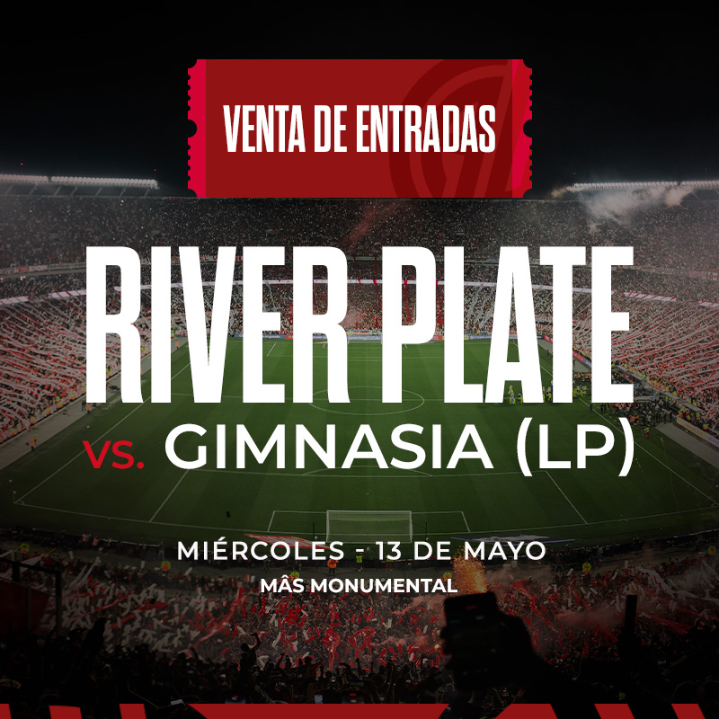 🏟️ 𝗩𝗲𝗻𝘁𝗮 𝗱𝗲 𝗲𝗻𝘁𝗿𝗮𝗱𝗮𝘀 | River Plate vs. Gimnasia LP en el Mâs Monumental (miércoles 13 de mayo a las 21.30).

📆 Lunes 11/5 desde las 10: cupo exclusivo para Socios sin TLM. 
📆 Lunes 11/5 desde las 17: cupo general para Socios y Somos River.

ℹ️ Toda la información