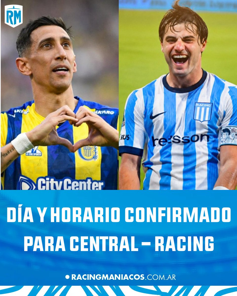 RacingManiacos's tweet photo. ¡CONFIRMADO! ⚠️

👉 #Racing enfrentará a #Central, el miércoles a las 19.00 en el Gigante de Arroyito.

¡VAMOS, ACADEMIA! 💙💪 https://t.co/KVUWBskFD0