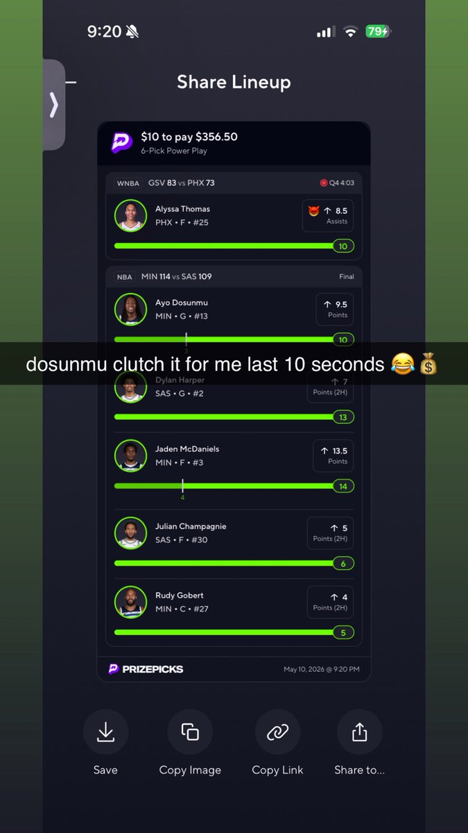 HennyBets's tweet photo. Dosunmu clutch it for me last 10 seconds 😂💰💰 #nba #prizepicks #parlay #playoffs #wolves #nbaplayoffs #underdog https://t.co/PzDlYNUFnA
