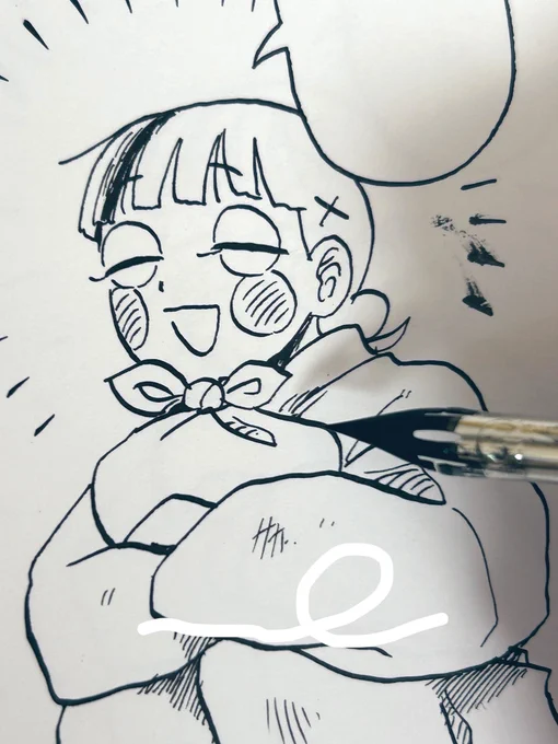 アナログ作画〜(また盛大に墨を擦っている…) 