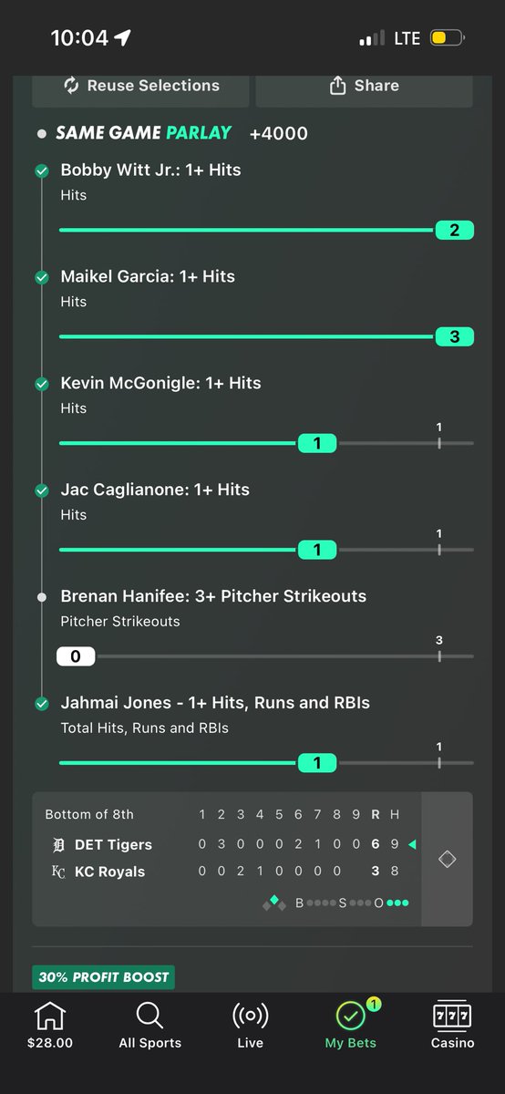 ChasinBens99's tweet photo. This your parlay and tigers take out the pitcher first inning after two hit🫨 https://t.co/rmBQZW16Yz