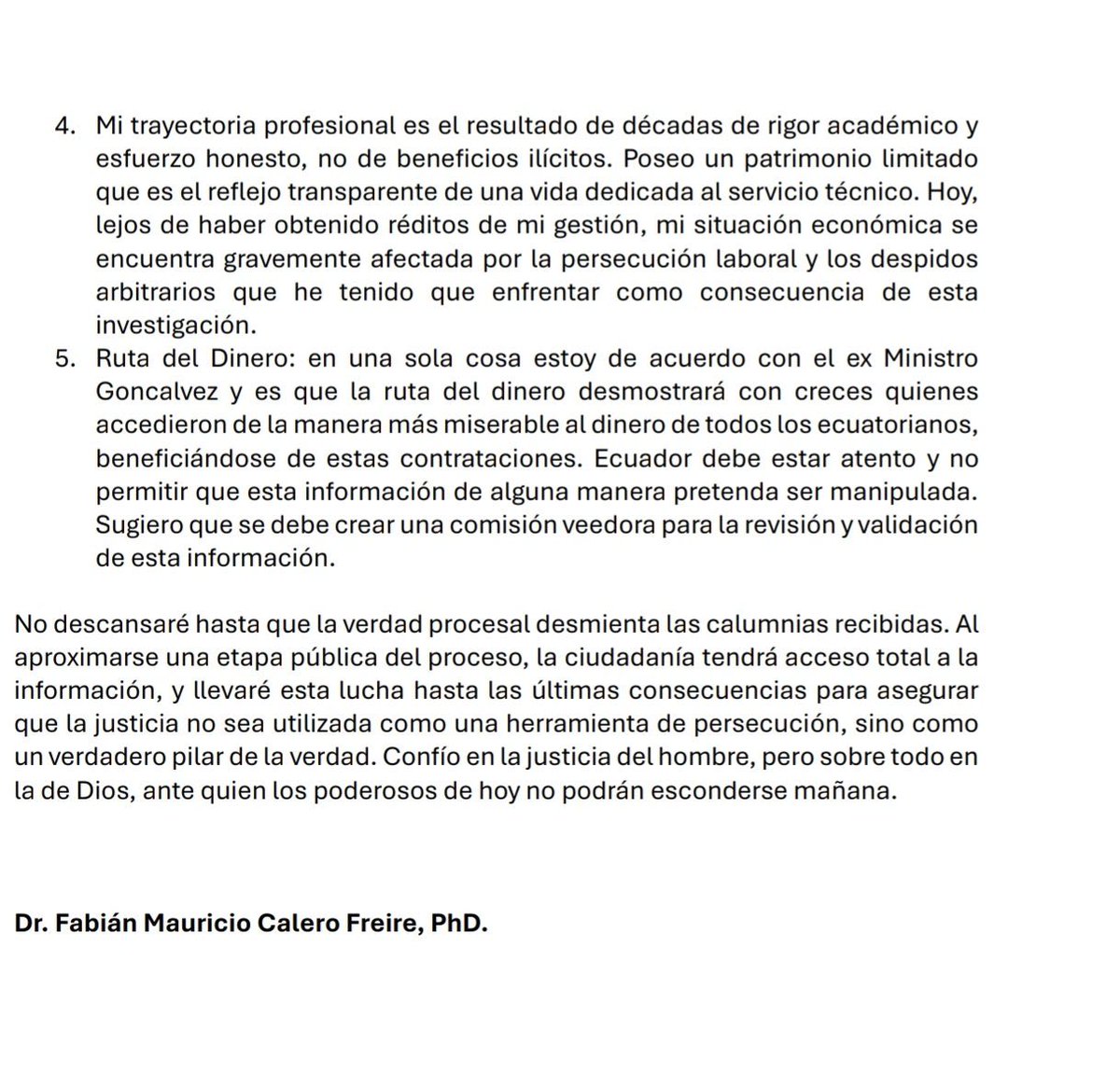 BOOOM! Fabián Calero rompe su silencio sobre la estafa de Progen y asegura que siempre siguió las órdenes de los ministros de Energía que tuvo durante el tiempo en que fue gerente de CELEC, los los cuales serían Roberto Luque, Inés Manzano y Goncalves. Además, asegura que para