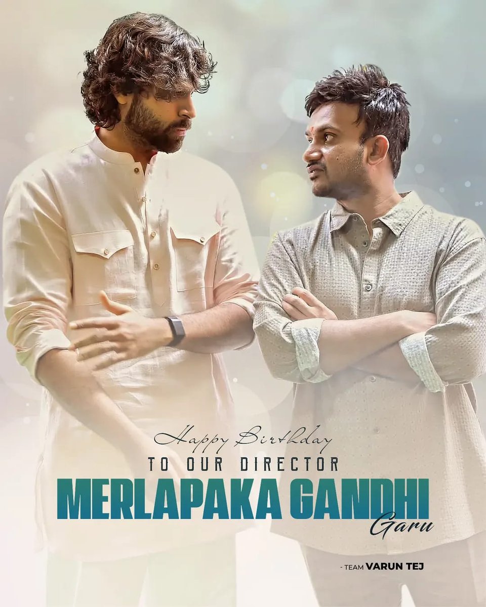 VCheritha's tweet photo. Here’s wishing our incredibly talented and successful director @GandhiMerlapaka garu a very Happy Birthday ♥️

Wishing you another glorious year ahead and a blockbuster success for our Mega Prince @IAmVarunTej  garu’s #KoreanKanakaraju 🔥

#HBDMerlapakaGandhi https://t.co/sKCmO1Cjyx