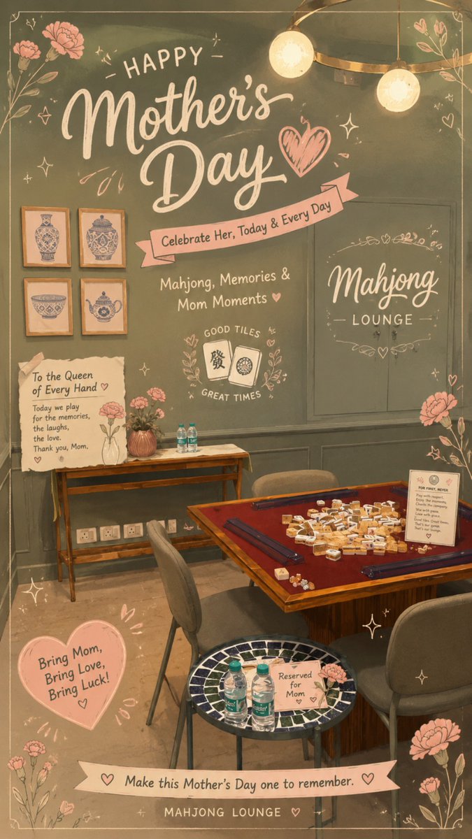 BlrLounge97888's tweet photo. This Mother’s Day, trade screens for stories
#MahjongLounge #MothersDayBangalore #MahjongBangalore #Koramangala #ThingsToDoBangalore #MahjongCafe #MahjongIndia #MothersDayIdeas #GameNightBangalore #OfflineExperiences #WomenWhoPlay #BoardGameCafe #LearnMahjong #PlayPauseRepeat https://t.co/pZNQ2DbAdf