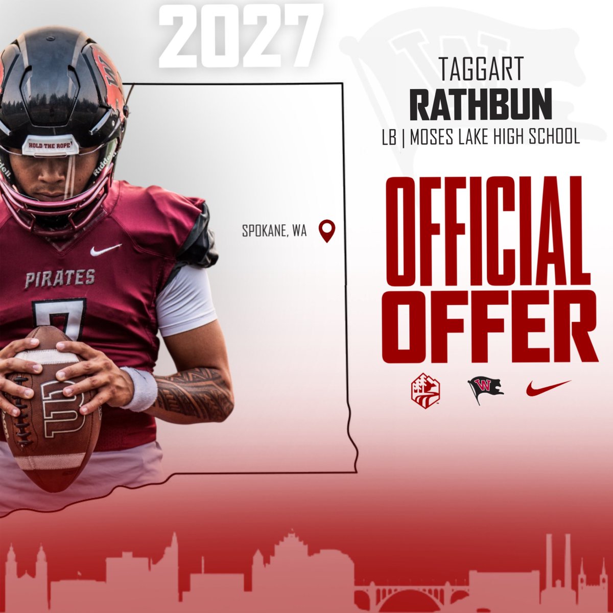 TaggartRathbun's tweet photo. Thank you @CoachMurph67 and @coachsandberg for my First College Football Offer! Extremely blessed!! @Kyler_M_Hane https://t.co/6vHaZfF3OC