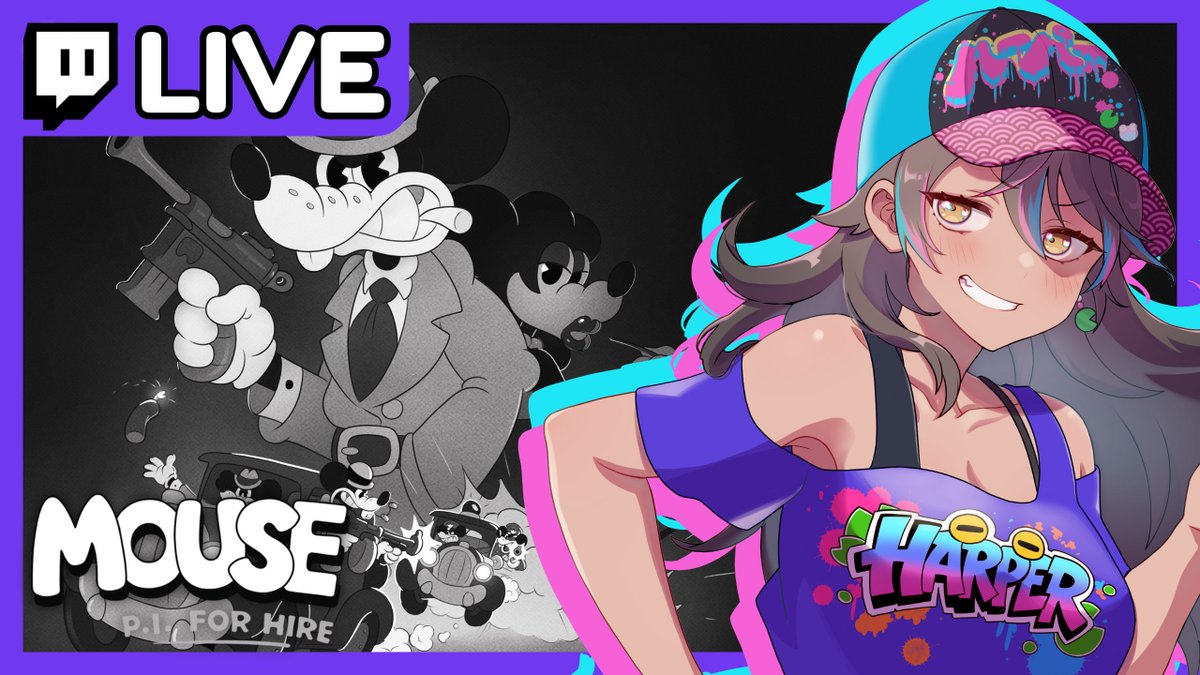 NeonHarper's tweet photo. It's time for SUNDAY SUNDAY SUNDAY Stream! We're kicking the night off with finishing up Mouse P.I! Let's see where we end up from there! Hop in hoppers! https://t.co/1xg2BJI2WV