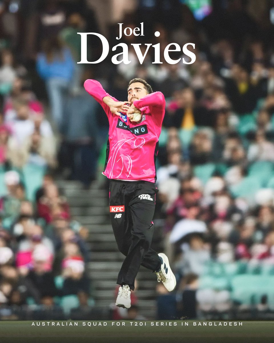 SixersBBL's tweet photo. After a breakout summer with the Sixers, Joel Davies has earned his first call-up to the Australian T20 squad to face Bangladesh 👏

Josh Philippe has also been selected for the T20 squad, while Ben Dwarshuis has been named in the ODI squad. https://t.co/Mb2WRbLVsg