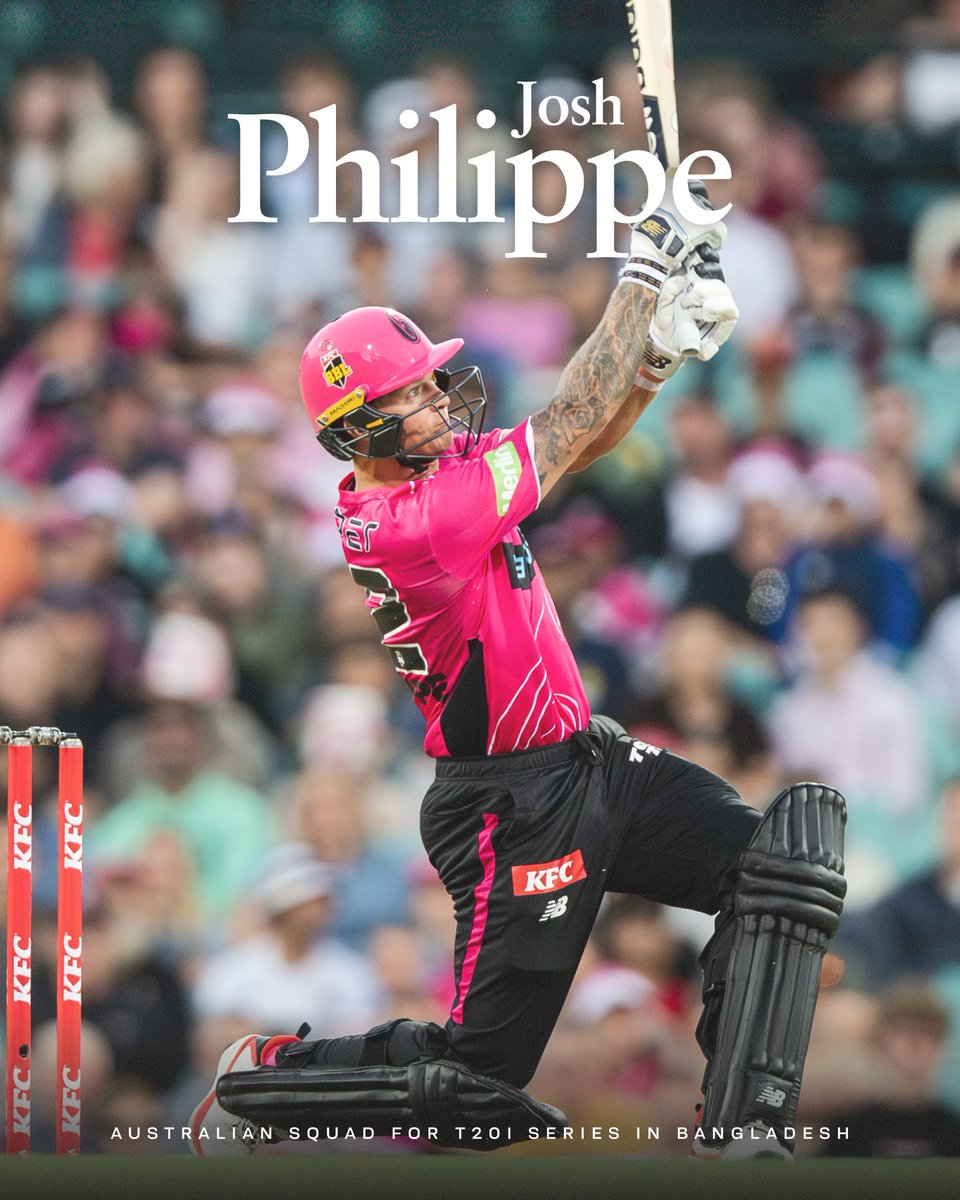 SixersBBL's tweet photo. After a breakout summer with the Sixers, Joel Davies has earned his first call-up to the Australian T20 squad to face Bangladesh 👏

Josh Philippe has also been selected for the T20 squad, while Ben Dwarshuis has been named in the ODI squad. https://t.co/Mb2WRbLVsg