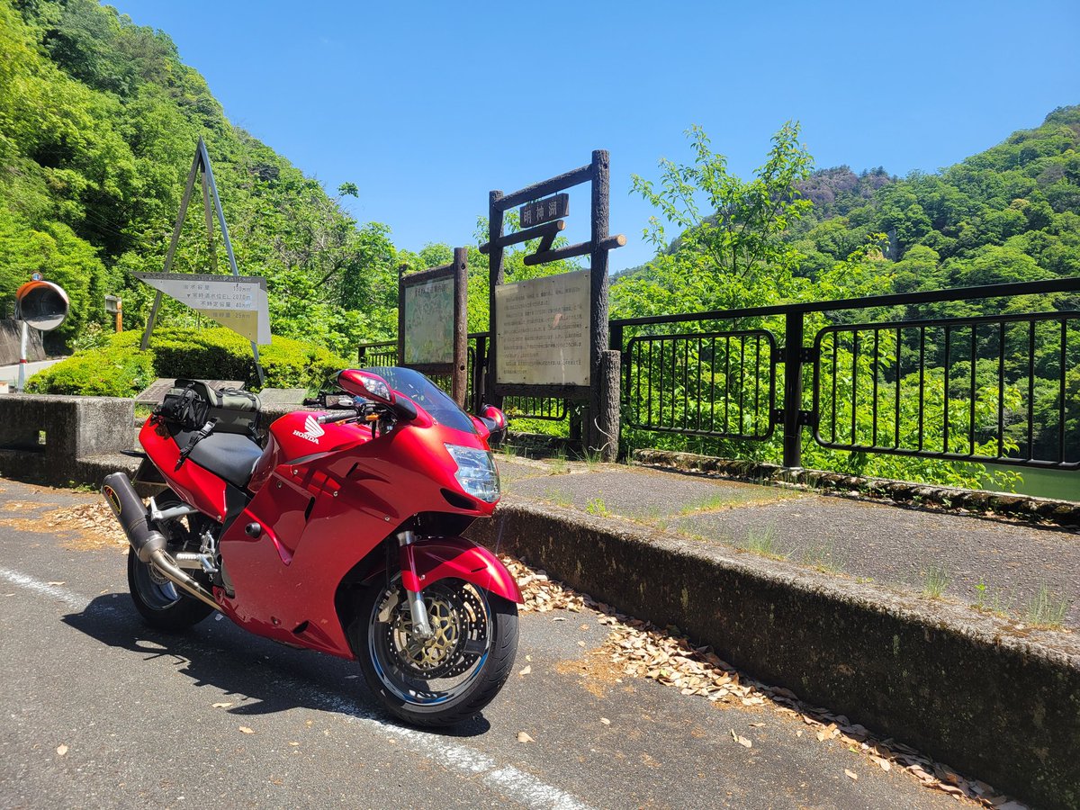 hiroyuk08719013's tweet photo. 最近めっちゃ気候ええのにバイク乗れてなかったけど今日も気持ち良い☀️晴天は赤が映えますな（笑）
それにしても山&amp;ダムは癒されます⛰️😆昼飯時間だぁ🍱 https://t.co/Ll9GjT0H2G