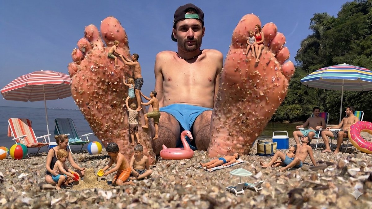 GiantLitz's tweet photo. #macroversion
Vc foi à praia com a família e terá a honra de poder aproveitar os pés do gigante!
U went to the beach with yr family n will have the honor of enjoying the giant's feet! #enjoyit
#sizetwitter #macro #macrophilie #tiny #giant #malefeet 
@rt_feet
@RT4MastersBR2 https://t.co/ZnPjM0TqHU