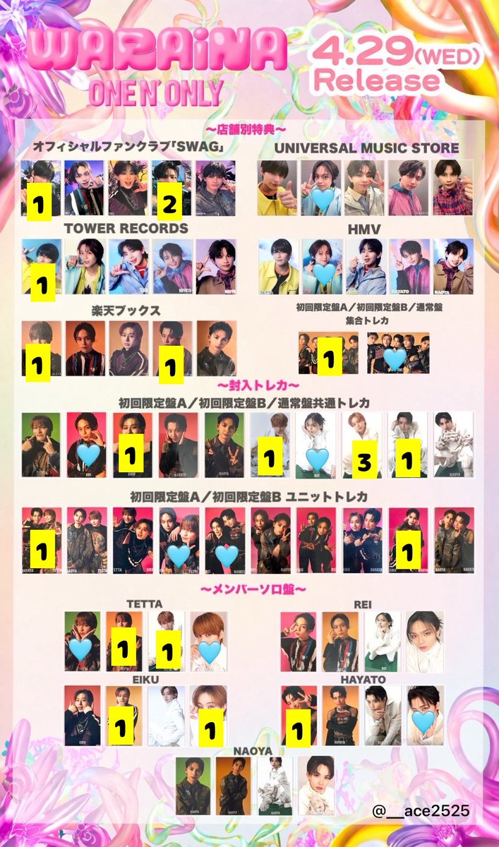 R_ono_S's tweet photo. ONE Ｎ’ ONLY ワンエン WARAiNA 封入 トレカ 店舗別特典 交換

【譲】
画像
TETTA  EIKU HAYATO NAOYA

【求】
REI

5/31.6/14.ツアーにて手渡し優先 https://t.co/YrZUWQmykf