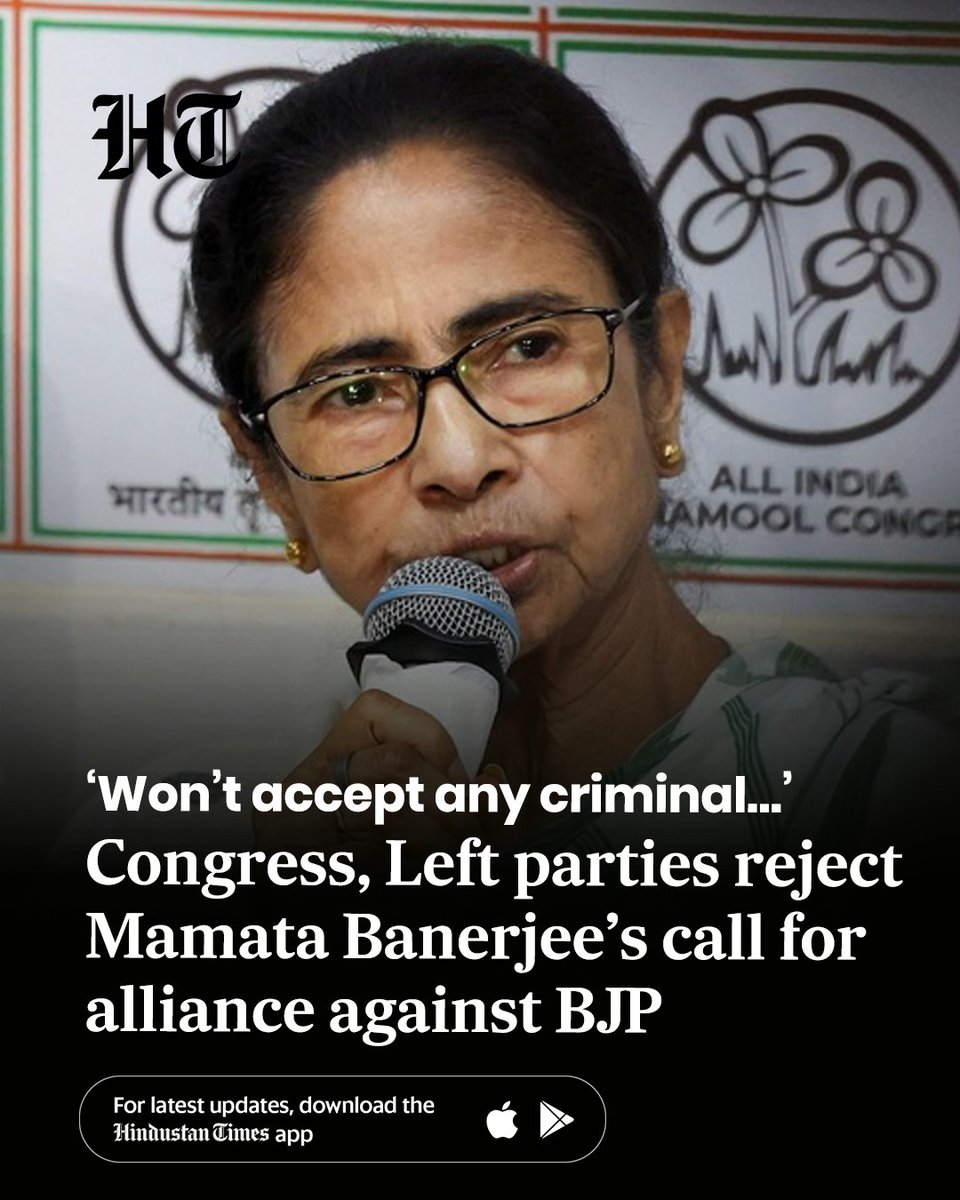 The Congress, the Left front and the CPI-ML (Liberation) on Sunday rejected an offer by Trinamool Congress chief Mamata Banerjee to form a united platform against the Bharatiya Janata Party.

“Absolutely not. We will not accept anyone identified as criminal, extortionist, corrupt