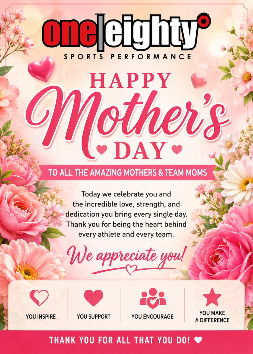 180SportsP's tweet photo. 💐 HAPPY MOTHER’S DAY 💐
@180SportsP celebrates all the incredible Mothers &amp; Team Moms who make it all possible! ❤️

From the early mornings/late nights, to the rides, snacks, support, encouragement, &amp; unconditional love. THANK YOU for being the heart behind every athlete/team https://t.co/72sQ7ngJN0