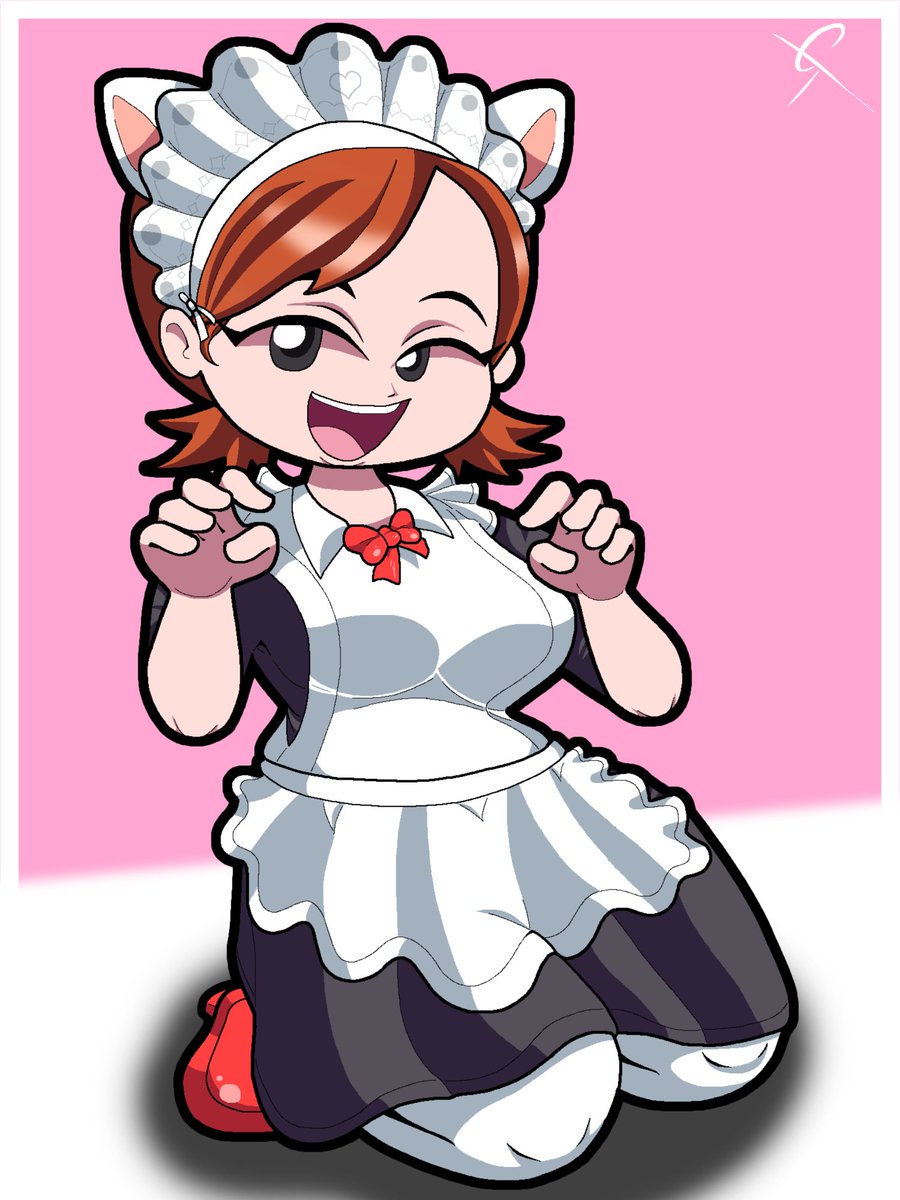 SafeTortilla's tweet photo. Cooking Mama fanart, with a maid outfit (and without her pink kerchief because I forgot to put it on her, lmao) https://t.co/Tql424VtYa