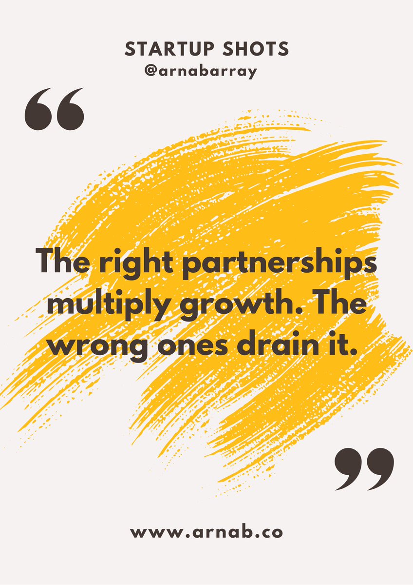 The right partnerships multiply growth. The wrong ones drain it. #StartupStrategy #Entrepreneurship #BusinessGrowth

Follow my blog at : arnab.co