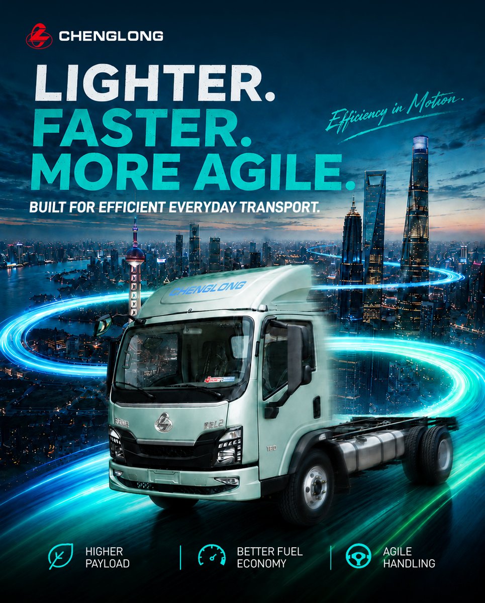 ChenglongGlobal's tweet photo. Efficiency in motion.
The Chenglong L2 keeps every delivery moving forward.
#ChenglongTrucks #L2 #UrbanLogistics #TruckLife https://t.co/5RI00NXCvZ