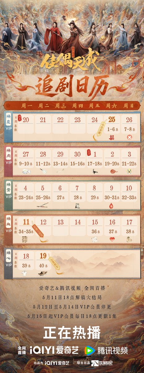 #คู่สรรสวรรค์สร้าง ตารางดูละครล่าสุดมาแล้ว! หลังจากผ่านบททดสอบและความยากลำบากห้าอย่าง พวกเขาได้หลุดพ้นจากพันธนาการแห่งโชคชะตา และจับมือกันเพื่อไปสู่บทสรุปที่น่าตื่นเต้น! ติดตามชมได้ทาง iQiyi และ TencentVideo เวลา 18.00 น. วันนี้ เพื่อไขปริศนาบทสรุปสุดเร้าใจ! #เหรินเจียหลุน