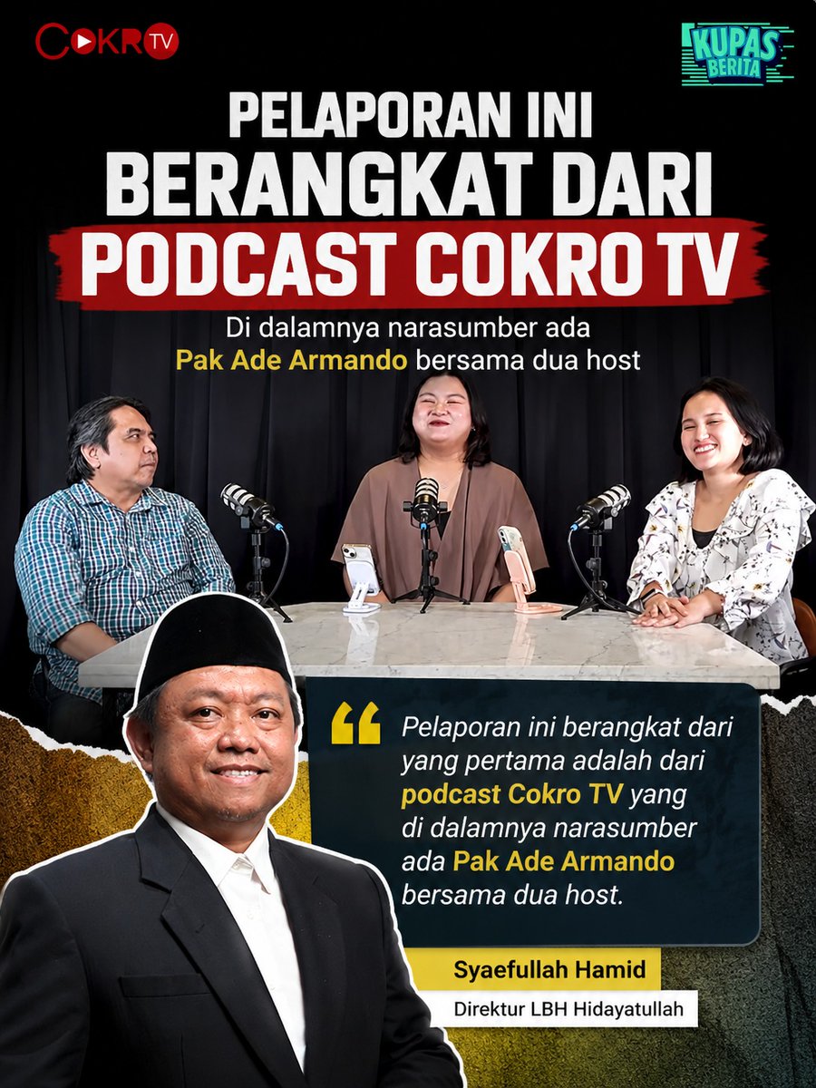 ‼️‼️ Nah loh... Narasi yg dibangun Ade Armando cs merupakan upaya penghasutan yang berpotensi mengganggu kerukunan antarumat beragama. 

Syaefullah Hamid pun meminta aparat penegak hukum untuk segera menindaklanjuti laporannya agar ada efek jera terkait penyebaran informasi yang