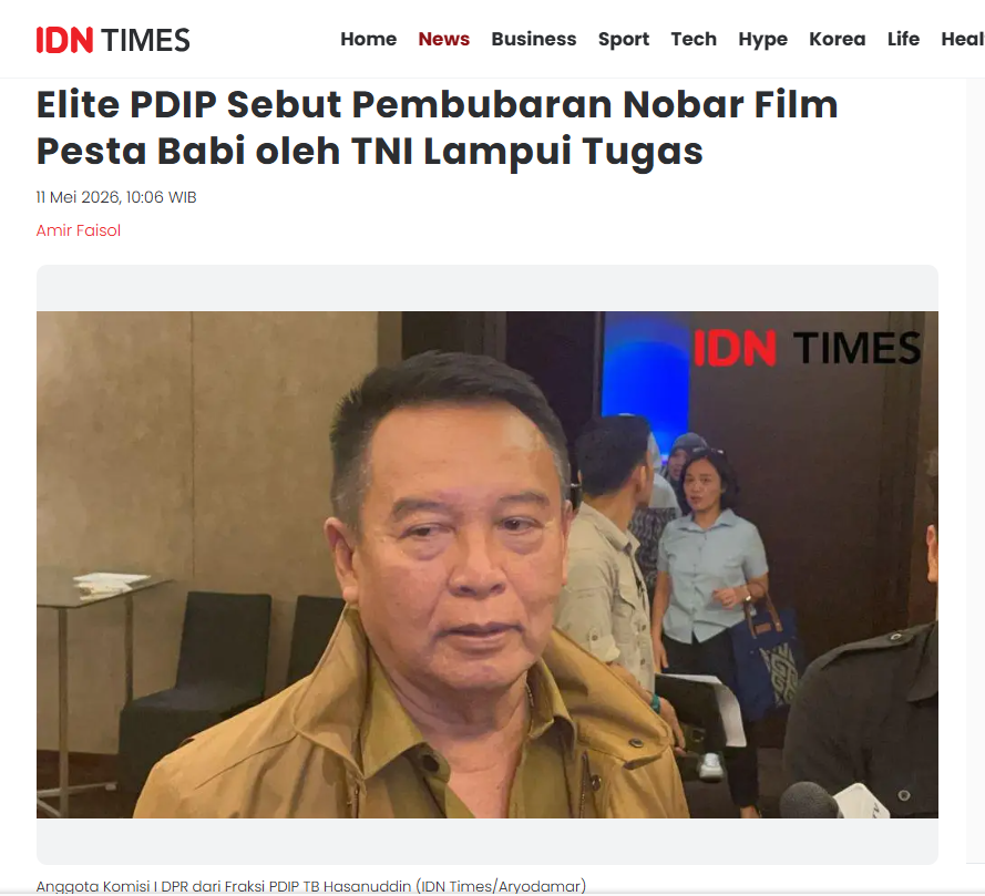 Jatosint's tweet photo. ⚠️Criticism is growing after Ternate Military District Commander Col. Jani Setiadi disbanded a public screening of "Pesta Babi/Pig Feast" (a documentary on deforestation in Papua). Activists and several lawmakers warned that stopping a film screening falls outside the military's authority and seriously raises concerns over freedom of expression and democracy