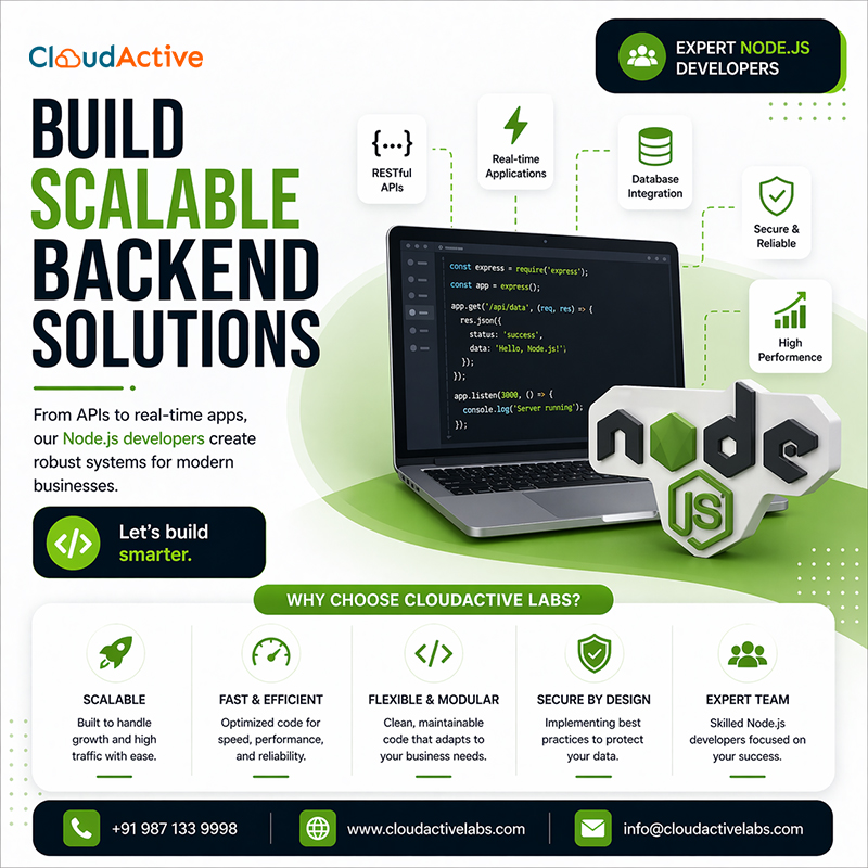 CloudActiveLabs's tweet photo. Build Scalable Backend Solutions
From APIs to real-time apps, our Node.js developers create robust systems for modern businesses.
Let’s build smarter.
📞+91 987 133 9998 | 🌐https://t.co/W95nN6bQGd
#nodejsdeveloper #serverdevelopment #techsolutions #cloudactivelabs https://t.co/ai2SnUcLJl