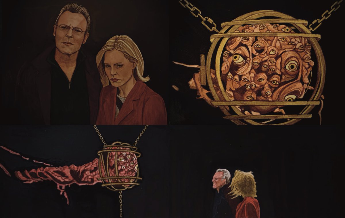 _ghostrabbit's tweet photo. Giles and Anya go looking for an oracle, Beljoxa’s eye. Watercolour and ink on paper. Buffy season 7 “Showtime”.
I love this animatronic!! 👁️ 👁️ 👁️ 
@AnthonySHead as Rupert Giles
@emmacaulfield as Anya Jenkins

#buffy #btvs #painting https://t.co/q9Iey0ifZV