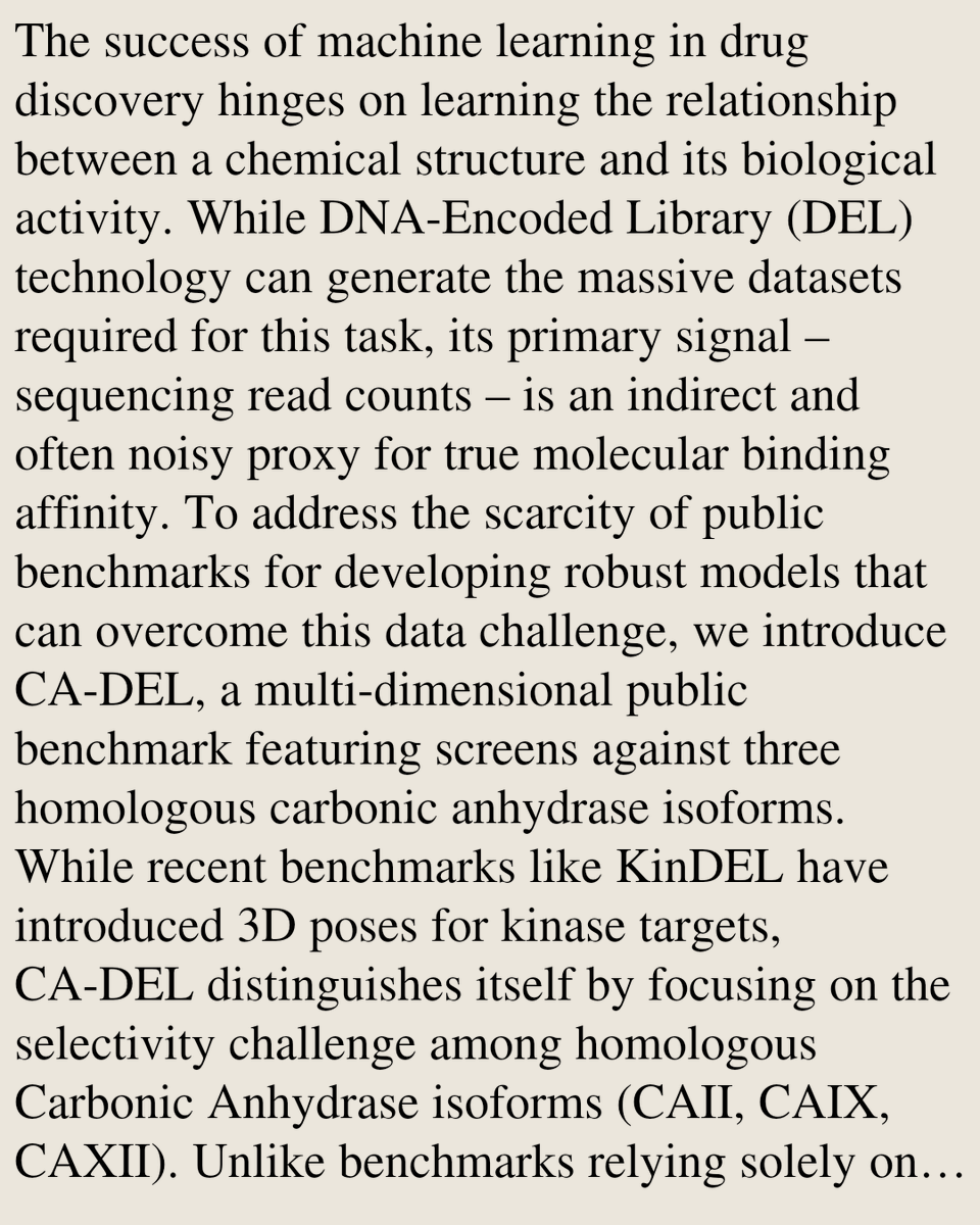 Pastel's tweet photo. CA-DEL: An Open Multi-Target, Multi-Modal Benchmark for Learning from DNA-Encoded Library Screens

Mutian He, Hanqun Cao, Cheng Tan, Zijun Gao, Xiaojun Yao, Chunbin Gu, Pheng-Ann Heng
https://t.co/QUd6dDQ5Cp [𝚚-𝚋𝚒𝚘.𝙱𝙼] https://t.co/pvzWX2kzi9