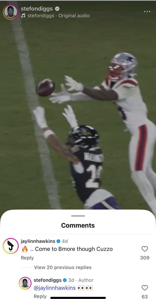 koestreicher34's tweet photo. Stefon Diggs on Instagram: This is not an opinion-based sport, so here are the numbers. I played 52% of the snaps and finished with 85 catches for 1,045 yards coming off an ACL…Where we going? 🫢🫱🏾”

New Ravens S Jaylinn Hawkins: “Come to Bmore though Cuzzo”

Diggs: “👀👀” https://t.co/WNohvn5sab