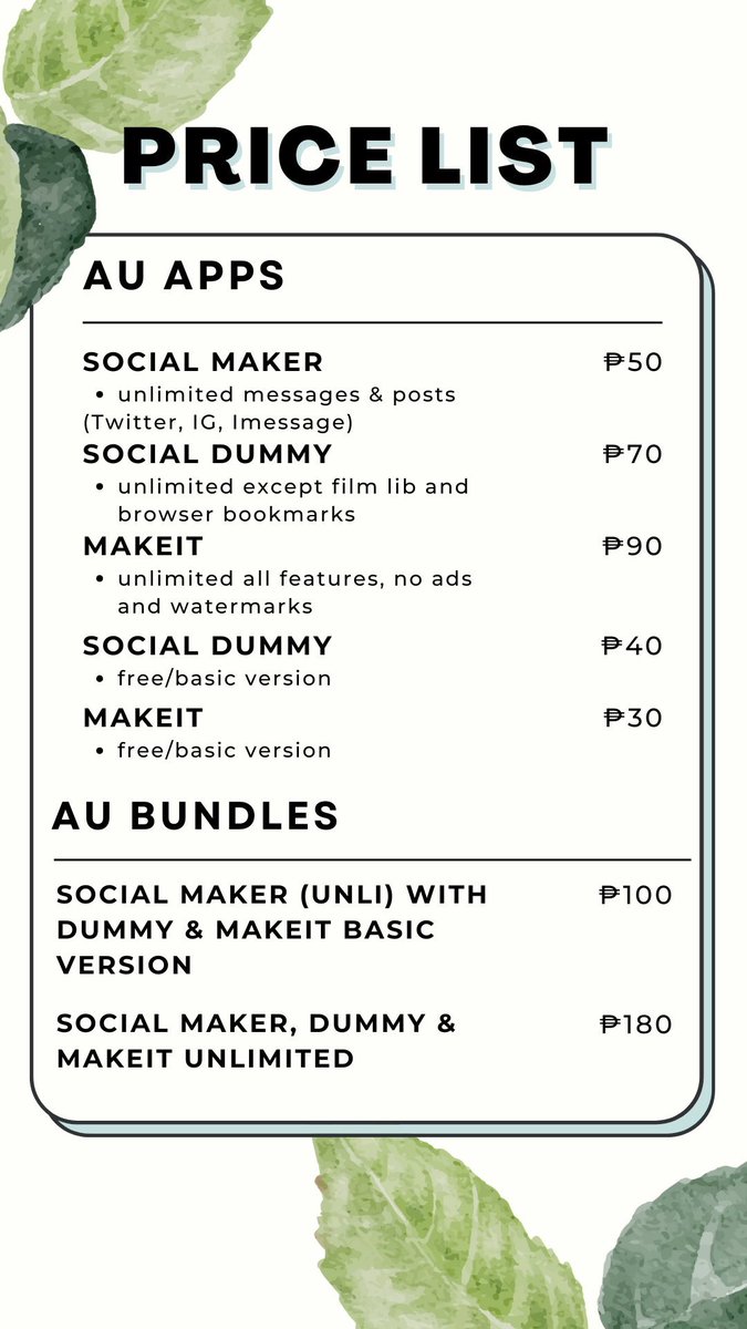 gandang morning! available pa rinnn! 🫶🏻

reply in my tweets para mag notif if nag dm kayo since bulok ang notifs ng dms here inde q nakikita huhu

wts wtb lf ph au apps social maker social dummy makeit premium soc maker soc dummy make it svt au nct au mahae au pahiram
