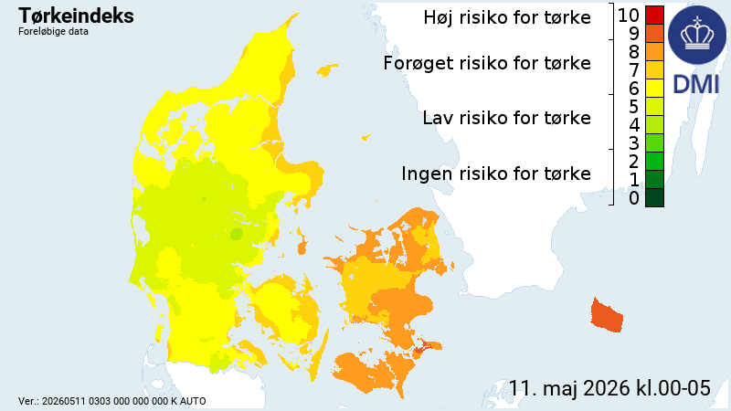 Regen für Ostdänemark: Trockenheitsindex zeigt dringenden Bedarf
