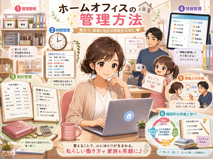 onetowan's tweet photo. 【mitchei4】60歳、パートからの正社員挑戦日記 in IT

🏠💻 今日の学びは「ホームオフィス 管理方法」✨

在宅ワークは自由に見えて、
実は家事🧺 家計💰 学習📘 家族時間👨‍👩‍👧 が重なりやすい場所。

だからこそ大切なのは、
✅ 整理整頓
✅ 時間管理
✅ 家計管理
✅ 情報管理
✅ 家族との共有

小さく整えることで、心にゆとりが生まれる🌸
生成AI 仕事効率化も活用しながら、主婦 在宅ワークを前向きに続けたいです😊✨

#ホームオフィス #在宅ワーク #生成AI #仕事効率化 #リスキリング
ホームオフィス 管理方法｜主婦 在宅ワークと生成AI 仕事効率化で整える仕事環境 - https://t.co/r7WWp6M29o