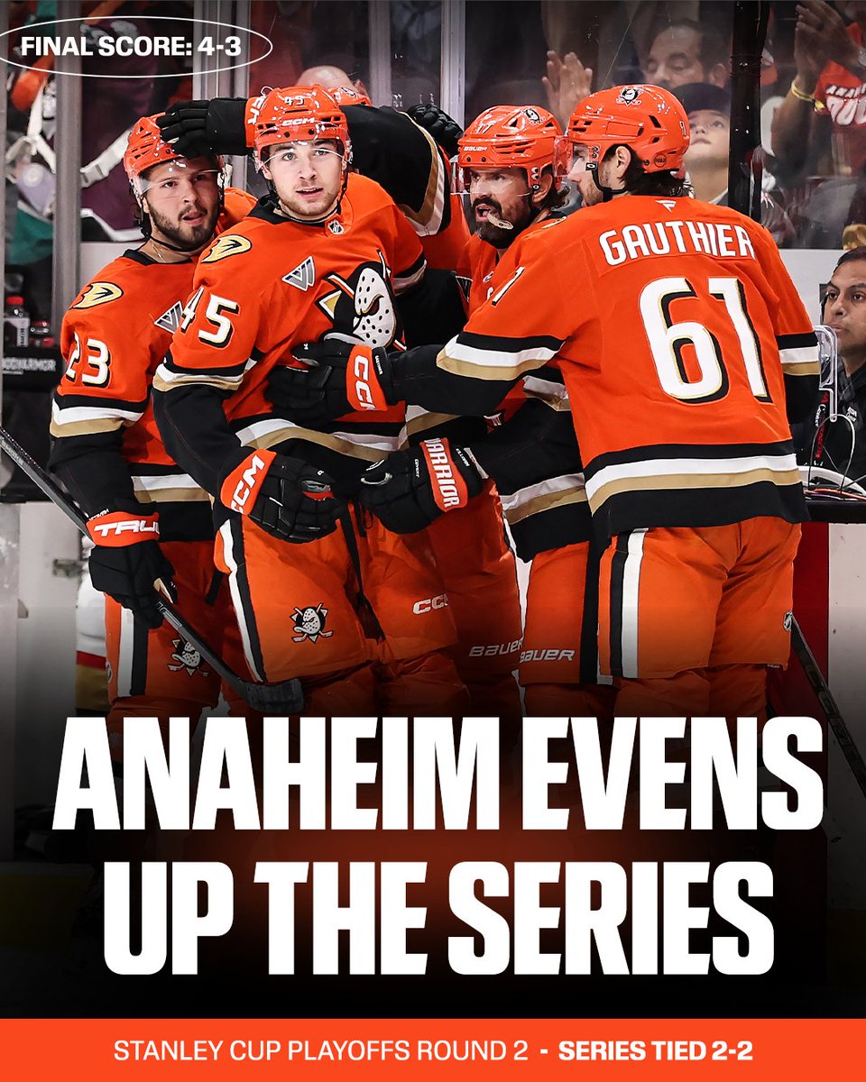 Anaheim picks up the vital Game 4 dub on home ice to knot this series 2-2 vs. Vegas 🦆