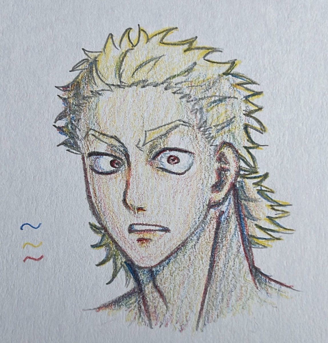 色鉛筆三色縛りで描ぃた、♡
